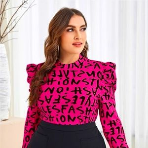 Shein fitted puff sleeve shirt